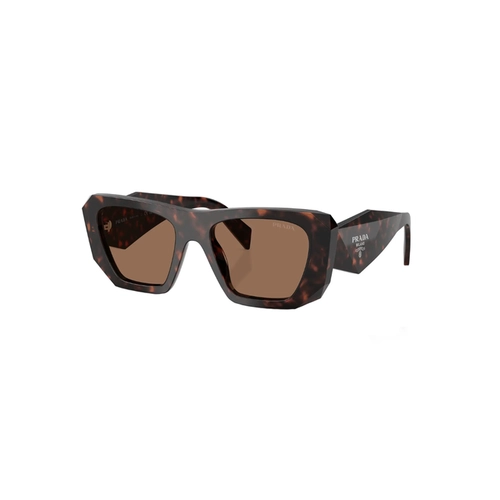 Óculos de Sol Prada 0PR B18S 17N06B53 Acetato Marrom Mesclado com lentes na cor Marrom Escuro