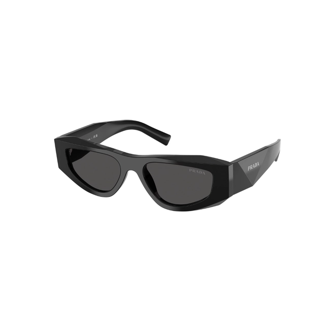 Óculos de Sol Prada 0PR B19S 16K08Z52 Acetato Preto com lentes na cor Cinza 1