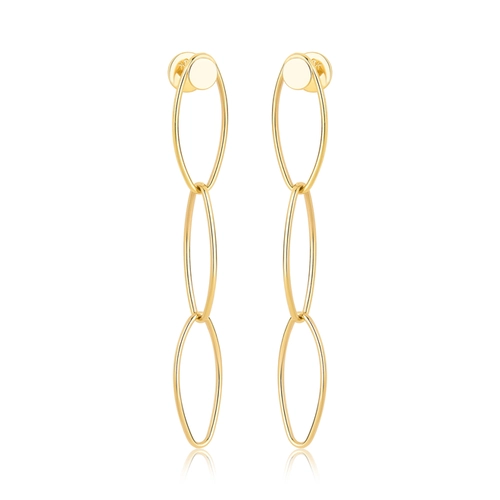 Brinco Essentia Chain pingente ouro 18k três elos ovais polidos