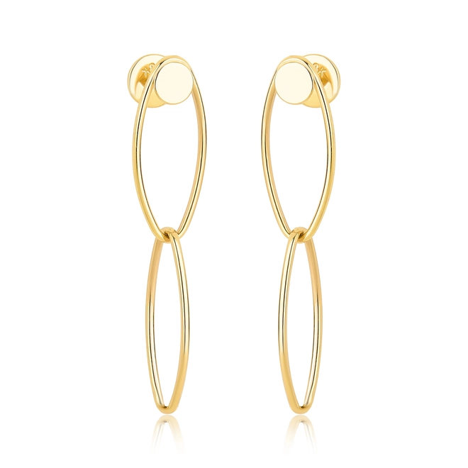 Brinco Essentia Chain pingente ouro 18k dois elos ovais polidos 1
