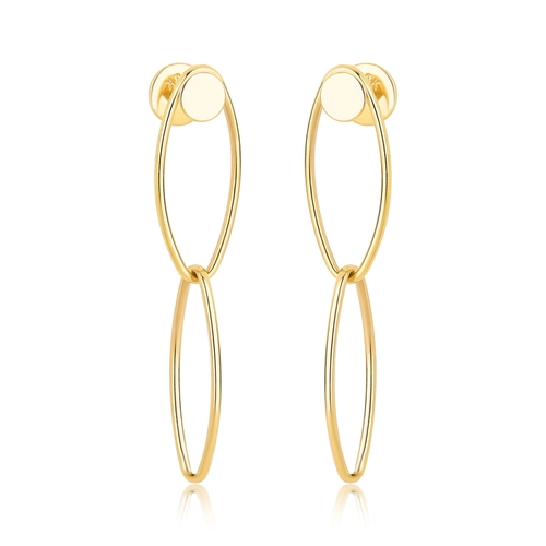 Brinco Essentia Chain pingente ouro 18k dois elos ovais polidos