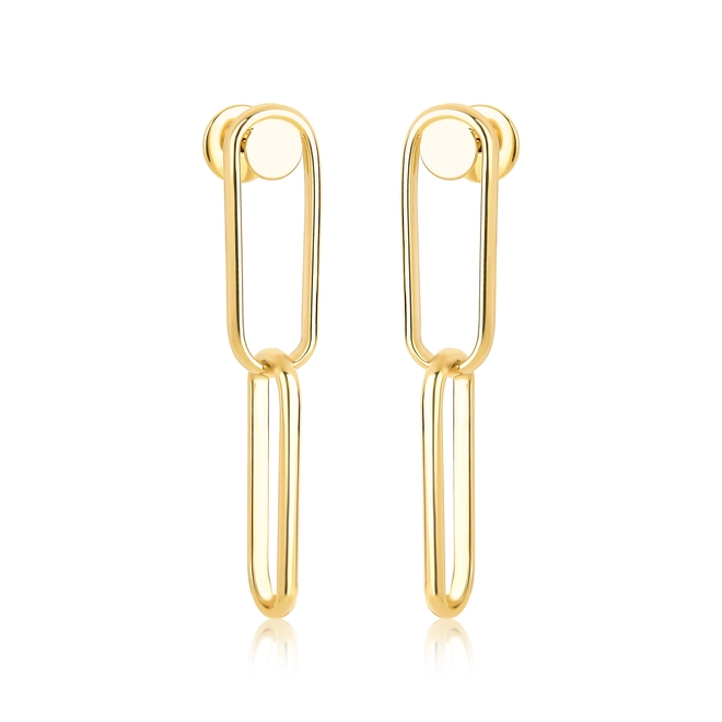 Brinco Essentia Chain pingente ouro 18k dois elos retangulares polidos 1