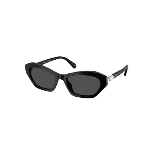 Óculos de Sol Swarovski 0SK6048 10388754 Acetato Preto com lentes na cor Cinza Escuro
