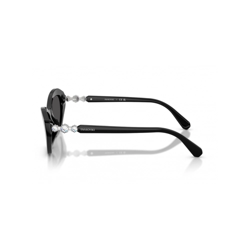 Óculos de Sol Swarovski 0SK6048 10388754 Acetato Preto com lentes na cor Cinza Escuro