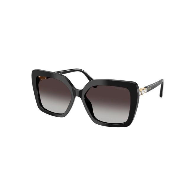 Óculos de Sol Swarovski 0SK6049 10018G57 Acetato Preto com lentes na cor Cinza Degradê 1
