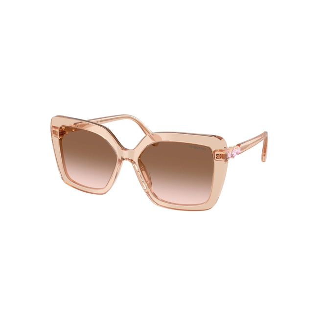 Óculos de Sol Swarovski 0SK6049 10631357 Acetato Bege Transparente com lentes na cor Marrom Degradê 1