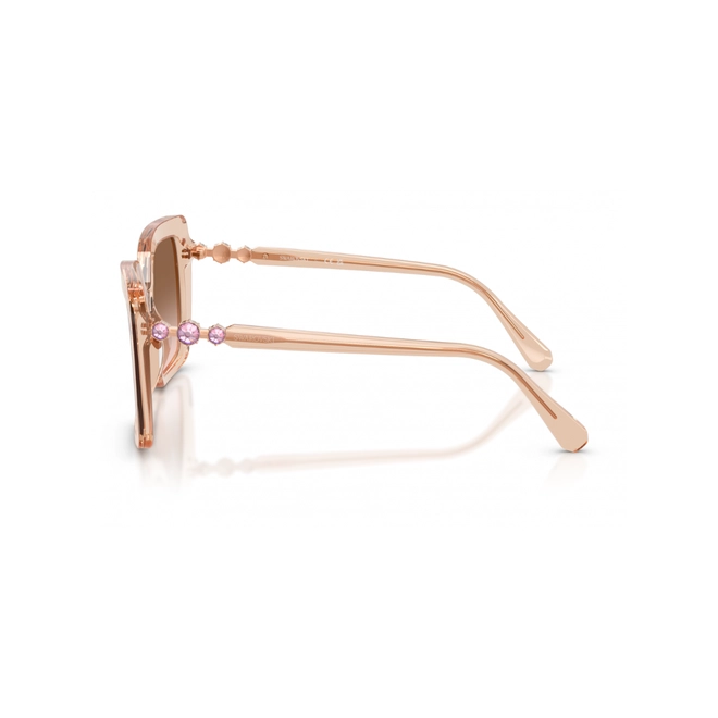 Óculos de Sol Swarovski 0SK6049 10631357 Acetato Bege Transparente com lentes na cor Marrom Degradê 3