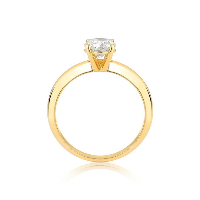 Anel Solitário Rosa ouro 18k com uma gema de 80pts de Diamantes 2