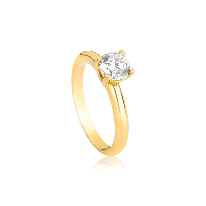 Anel Solitário Rosa ouro 18k com uma gema de 80pts de Diamantes 1