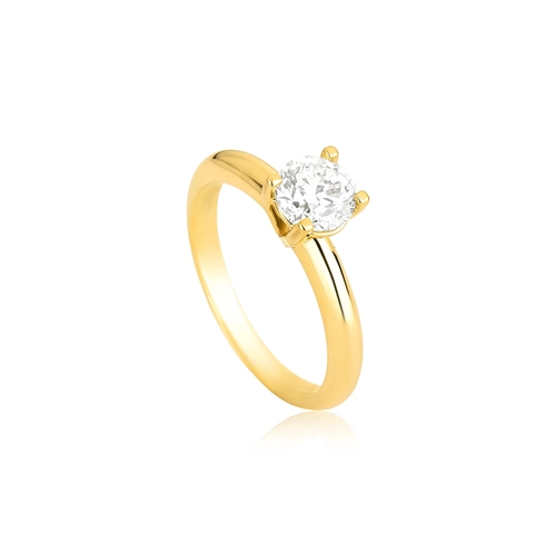 Anel Solitários Rosa em ouro 18k gema com 80pts de Diamantes
