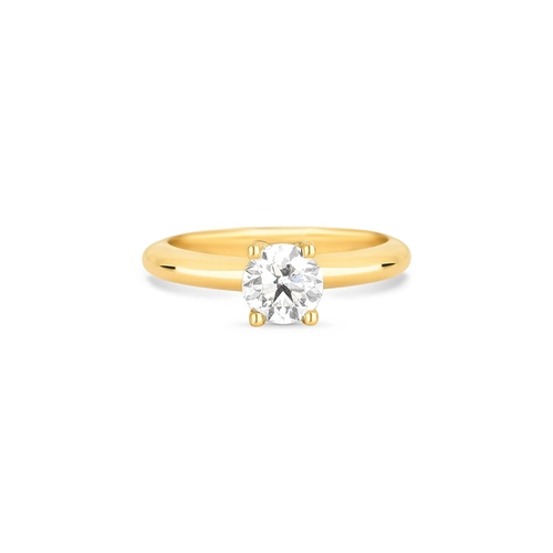 Anel Solitários Rosa em ouro 18k gema com 80pts de Diamantes