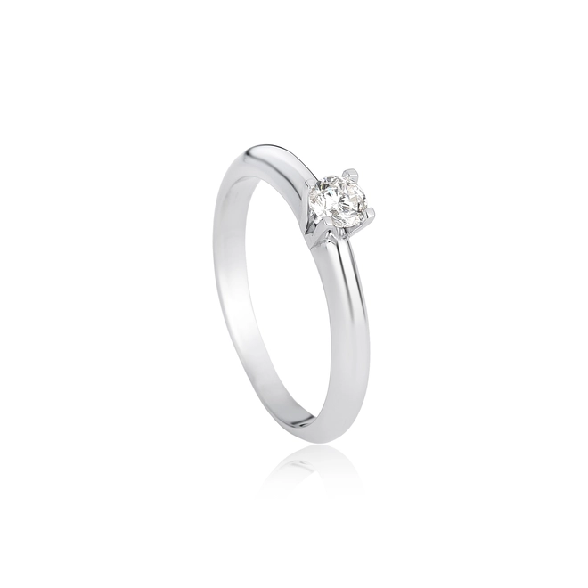 Anel Solitário Rosa ouro branco 18k pedra com 20pts de Diamantes 1