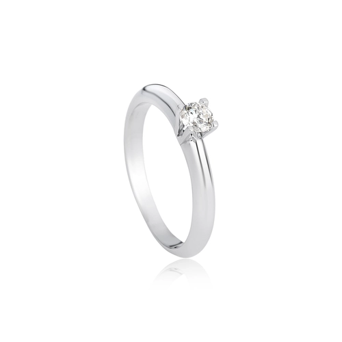 Anel Solitário Rosa ouro branco 18k pedra com 20pts de Diamantes