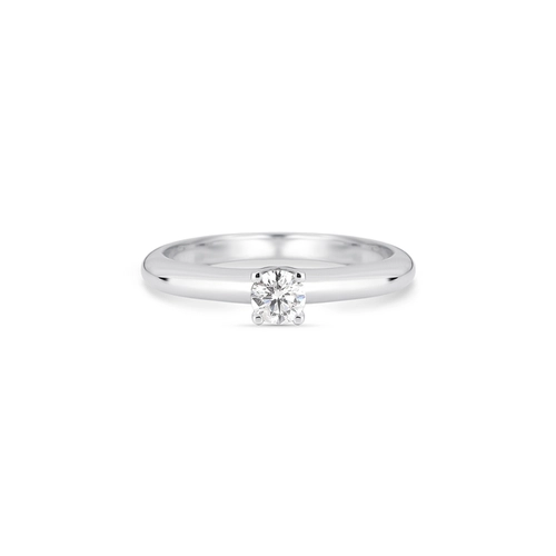 Anel Solitário Rosa ouro branco 18k pedra com 20pts de Diamantes