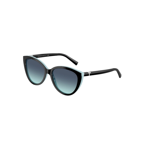 Óculos de Sol Tiffany 0TF4251 80559S56 Acetato Preto sobre Azul com lentes na cor Azul Degradê