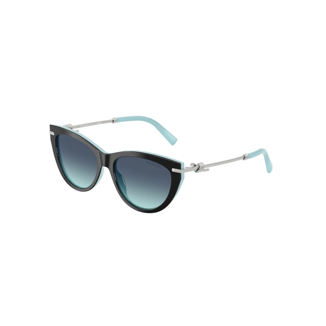 Óculos de Sol Tiffany 0TF4253 80559S55 Acetato Preto sobre Azul com lentes na cor Azul Degradê 1