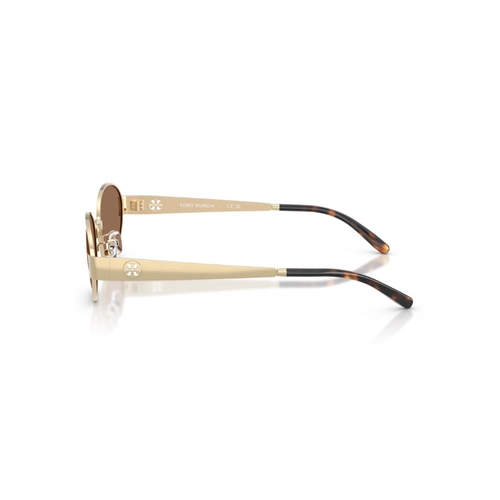 Óculos de Sol Tory Burch 0TY6116 33627354 Metal Dourado com lentes na cor Marrom Escuro