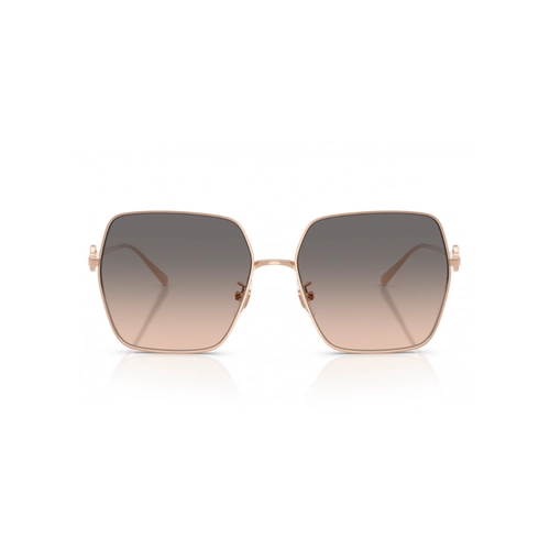 Óculos de Sol Tory Burch 0TY6118D 3358G958 Metal Rose com lentes na cor Castanho Degradê