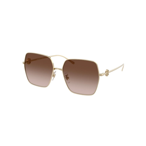 Óculos de Sol Tory Burch 0TY6118D 33621358 Metal Dourado com lentes na cor Marrom Degradê