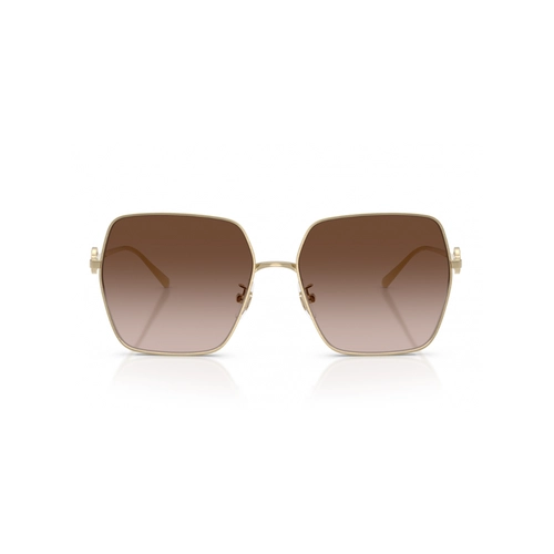 Óculos de Sol Tory Burch 0TY6118D 33621358 Metal Dourado com lentes na cor Marrom Degradê