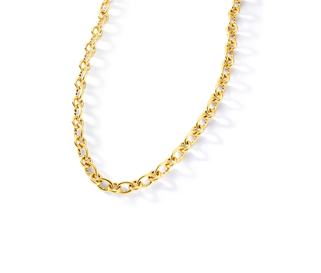 Gargantilha For Love corrente de elos prata 925 com banho dourado 50CM 1