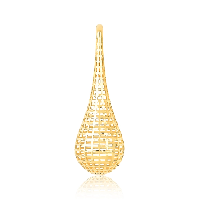 Pingente gota alongada ouro 18k telada polida 1