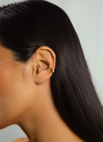 Piercing de orelha For me Serpent gancho prata 925 dourada com olhos de Zircônias vermelhas