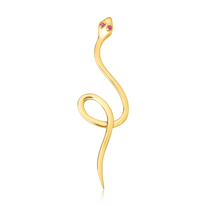 Pingente For me Serpent prata 925 dourada com olhos de Zircônia vermelho 1
