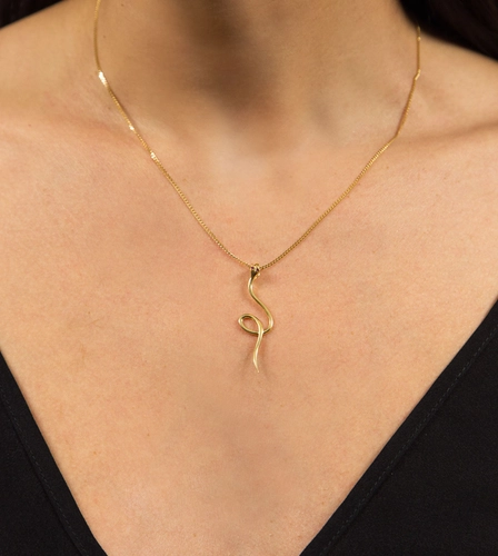 Pingente For me Serpent prata 925 dourada com olhos de Zircônia vermelho