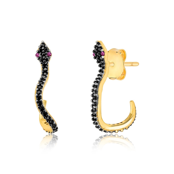 Brinco For me Serpent Ear cuff prata 925 dourada Espinélios e olhos de Zircônios Vermelhas 1
