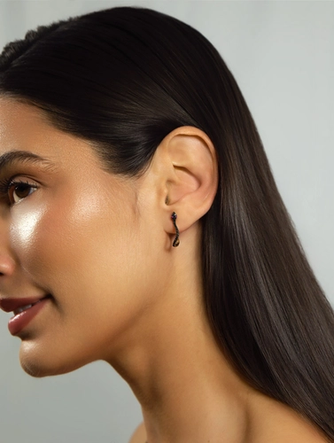 Brinco For me Serpent Ear cuff prata 925 dourada Espinélios e olhos de Zircônios Vermelhas