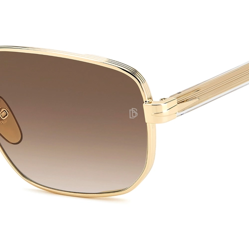 Óculos de Sol David Beckham DB 7121/G/S LOJ 60HA Metal Dourado com lentes na cor Marrom Degradê