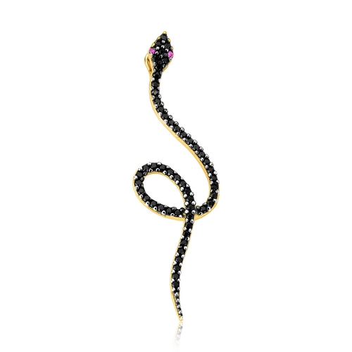 Pingente For me Serpent prata 925 dourada com Espinélios e olhos de Zircônias vermelhas