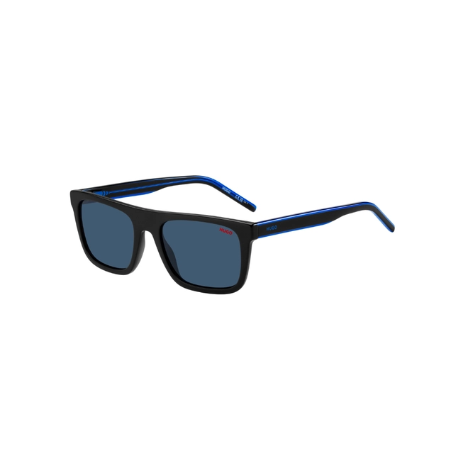Óculos de Sol Hugo Boss HG 1297/S D51 54KU Acetato Preto e Azul com lentes na cor Azul 1