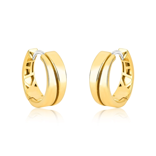 Brinco argola click redonda ouro 18k com friso polida 1