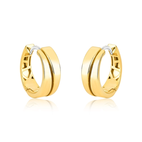 Brinco argola click redonda ouro 18k com friso polida
