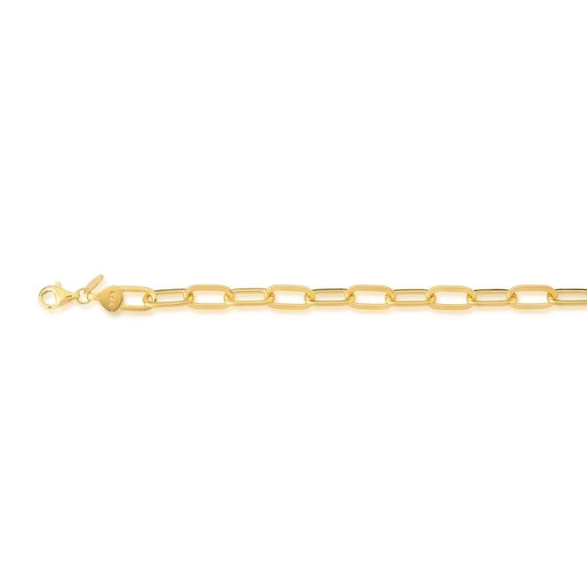 Pulseira elo Cadeado alongado prata 925 dourada polida 19CM 3