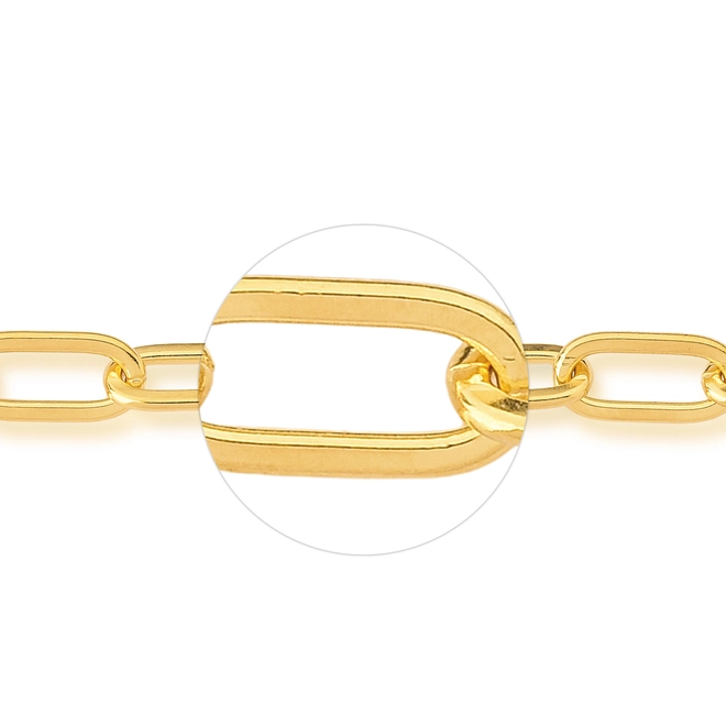 Pulseira elo Cadeado alongado prata 925 dourada polida 19CM 2