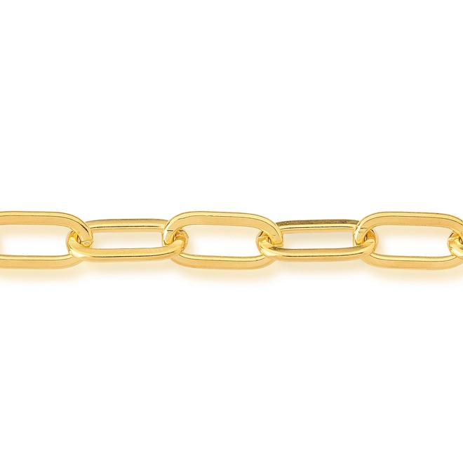 Pulseira elo Cadeado alongado prata 925 dourada polida 19CM 1