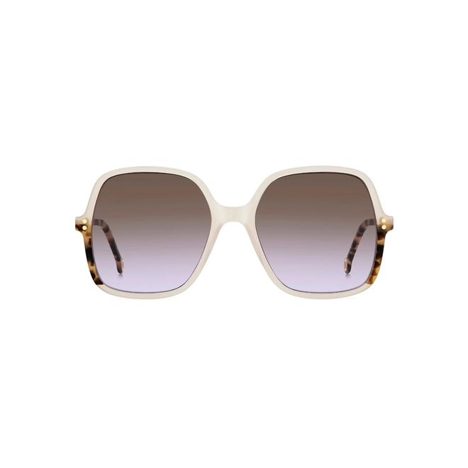 Óculos de Sol Carolina Herrera HER 0244/S SZJ 56QR S Acetato Marfim com lentes na cor Marrom Degradê Violeta 2