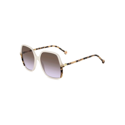 Óculos de Sol Carolina Herrera HER 0244/S SZJ 56QR S Acetato Marfim com lentes na cor Marrom Degradê Violeta