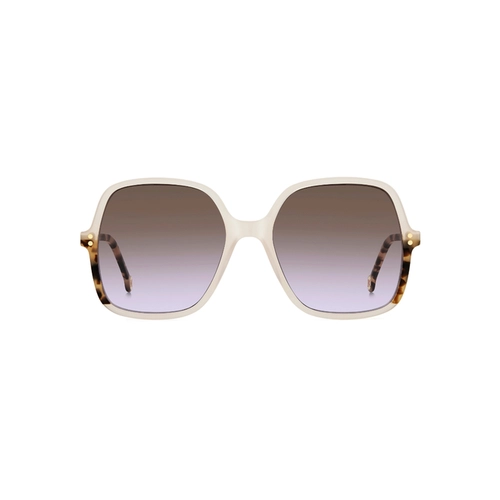 Óculos de Sol Carolina Herrera HER 0244/S SZJ 56QR S Acetato Marfim com lentes na cor Marrom Degradê Violeta