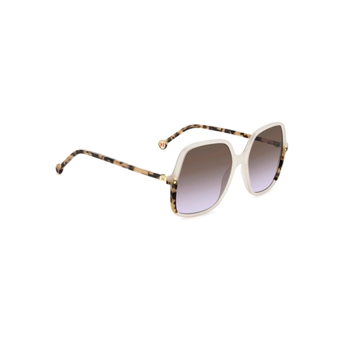 Óculos de Sol Carolina Herrera HER 0244/S SZJ 56QR S Acetato Marfim com lentes na cor Marrom Degradê Violeta