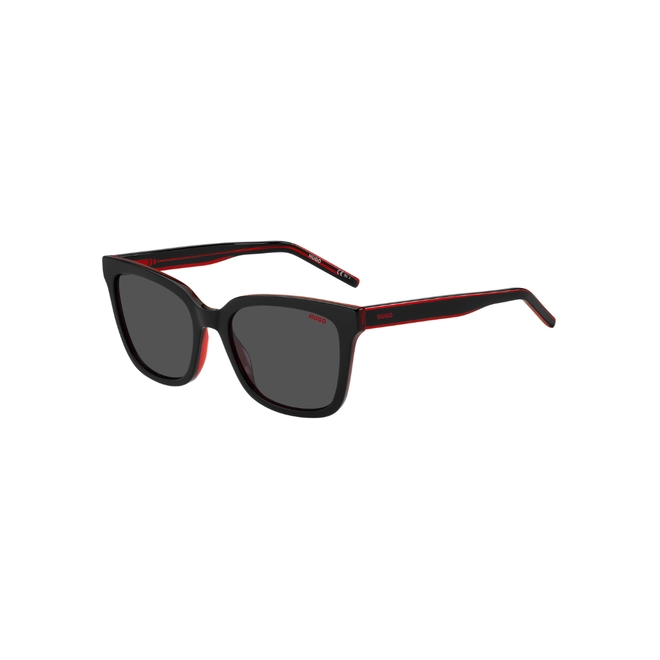 Óculos de Sol Hugo Boss HG 1248/S OIT 54IR S Acetato Preto e Vermelho com lentes na cor Cinza 1