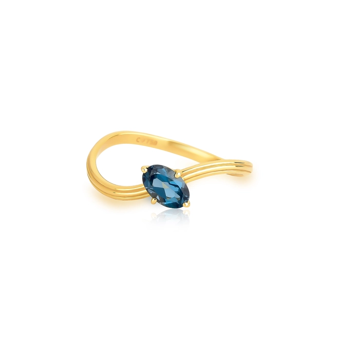 Anel Coloré aro ondulado frisado ouro 18k gema oval de Topázio London 5