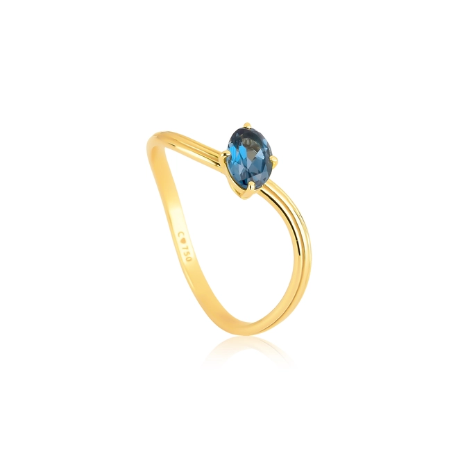 Anel Coloré aro ondulado frisado ouro 18k gema oval de Topázio London 1