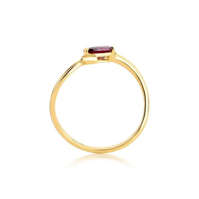 Anel Coloré aro frisado com curva ouro 18k com Rodolita e Diamante 3