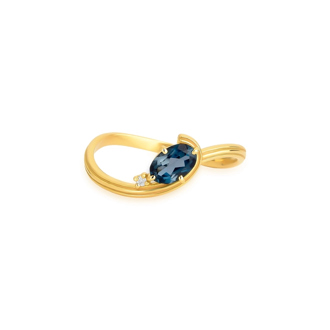 Anel Coloré aro frisado curva ouro 18k com Topázio London e Diamante 5