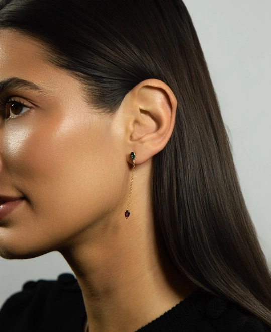 Brinco Coloré pingente corrente ouro 18k com Rodolita Topázio London e Diamante 2