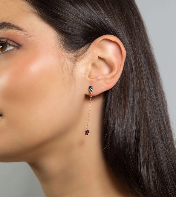 Brinco Coloré pingente corrente ouro 18k com Rodolita Topázio London e Diamante 3